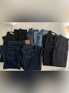 7 pairs of women’s jeans all size 26. Levi’s, Imogene and Willie, Vince, AG, Joe